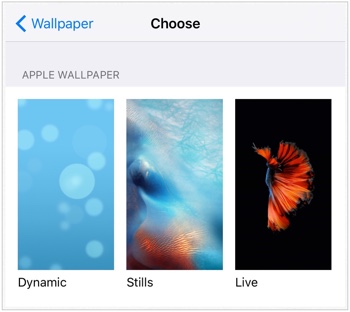 iPhone 6s - Wallpapers - Settings