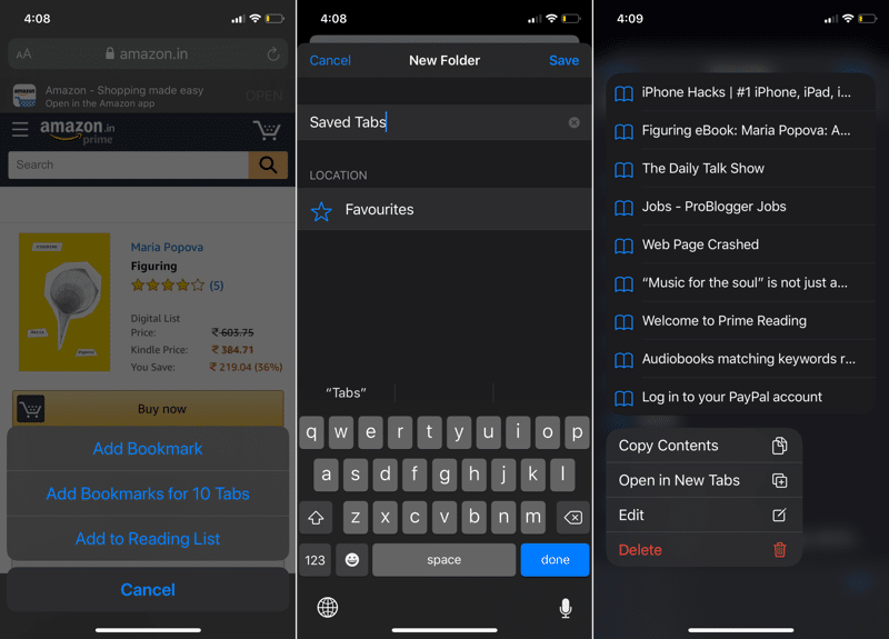 iOS 13 Add Multiple Bookmarks