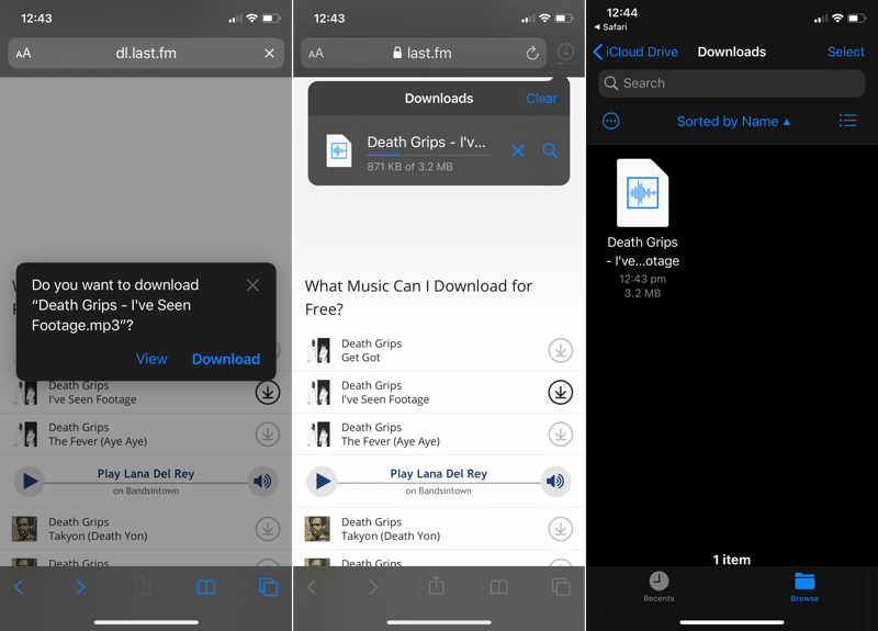 iOS 13 Safari Download Manager