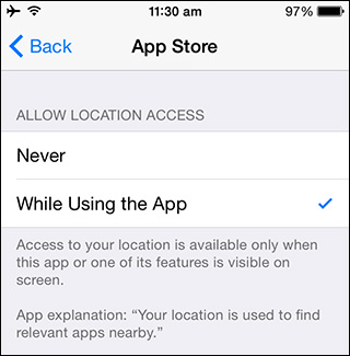 iOS 8 Battery life tip - While Using the app